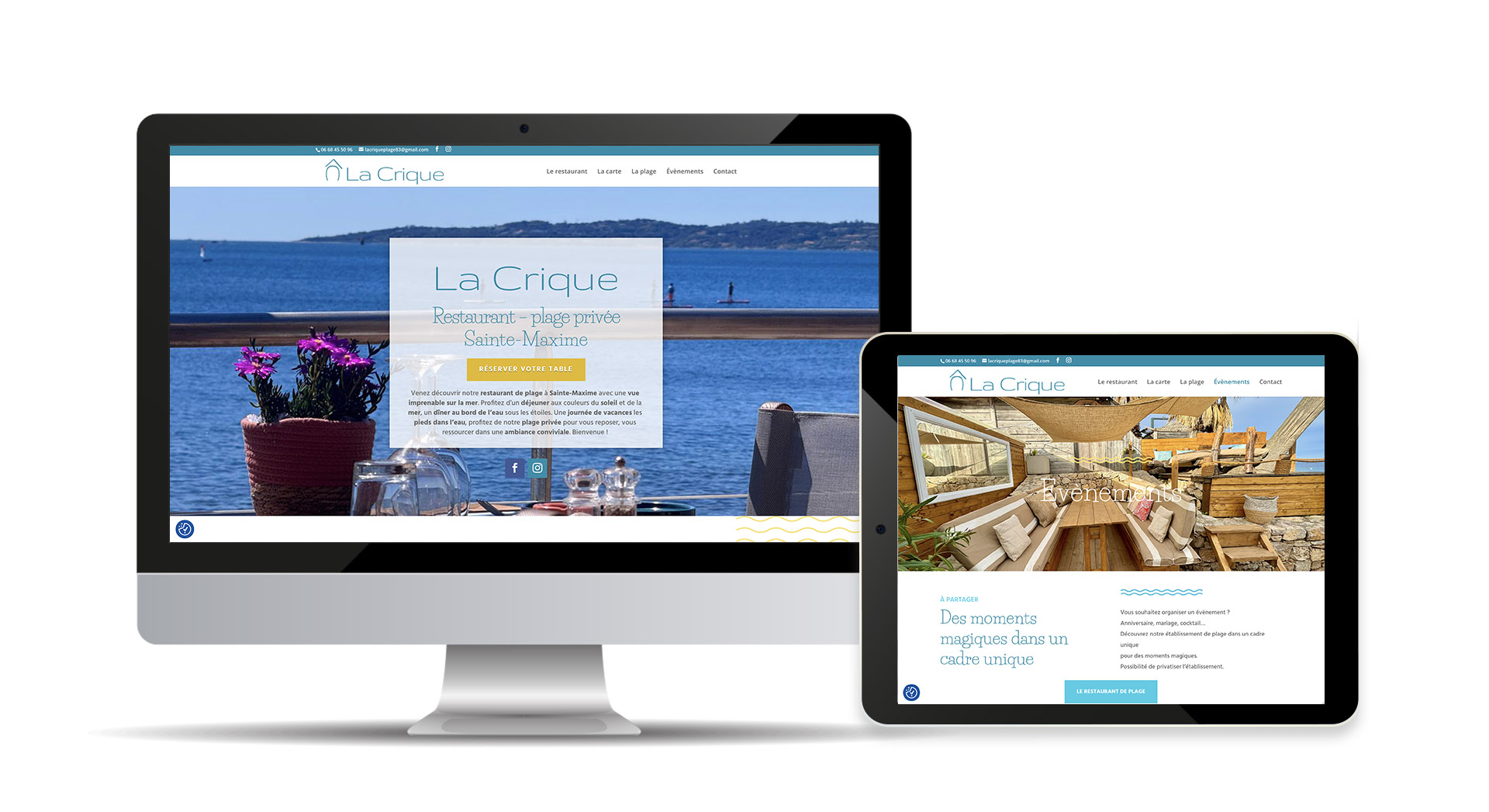La Crique restaurant plage privée à Sainte-Maxime - webdesign -création site web La Crique restaurant plage privée à Sainte-Maxime - webdesign -création site web